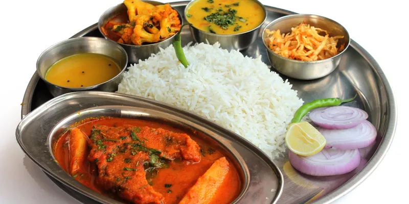 Nepali Thali Combo Meal (Fish) — Bhojan Ghar Special Combo Meals at Bhojan Ghar, Harrisburg PA