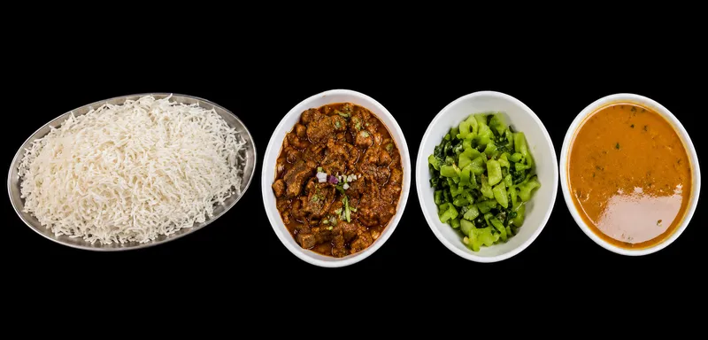 Nepali Thali Combo Meal (Goat) — Bhojan Ghar Special Combo Meals at Bhojan Ghar, Harrisburg PA